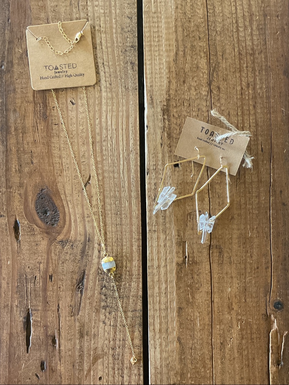 TOASTED Gold Earrings and Necklace